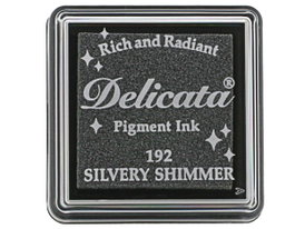 Tsukineko Delicata Almohadilla de Tinta Brillo Plateado Metálica Brillante 33x33mm