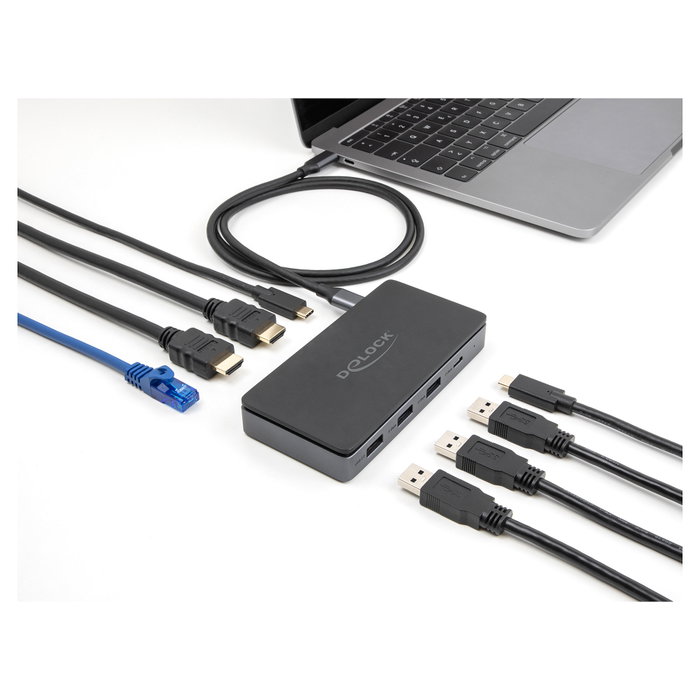 DeLOCK Estación de acoplamiento USB Type-C™ 4K Dual HDMI MST / USB / Gigabit LAN / PD 3.0 85 W DeLOCK Estación de acoplamiento USB Type-C™ 4K Dual HDMI MST / USB / Gigabit LAN / PD 3.0 85 W