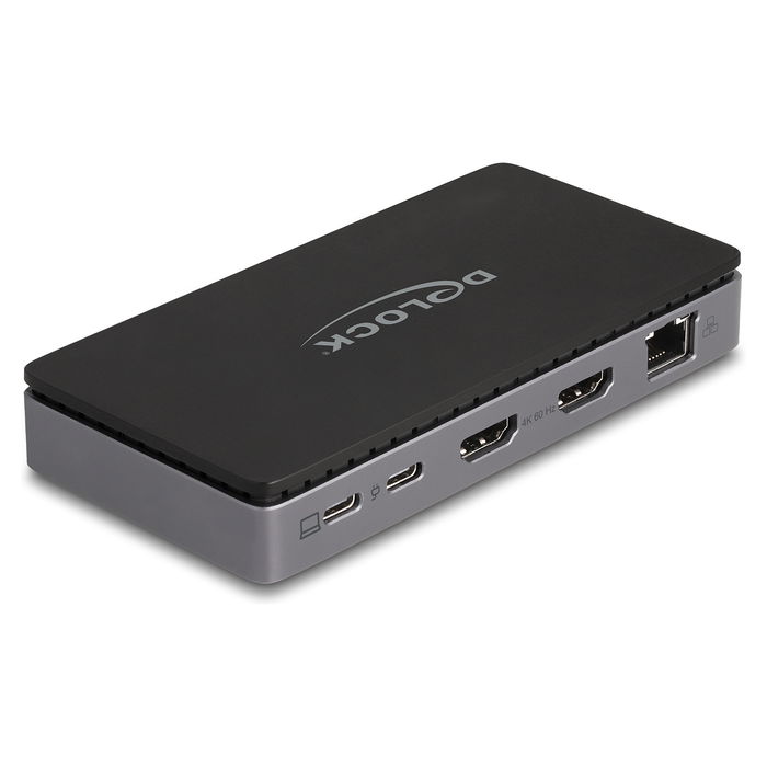 DeLOCK Estación de Acoplamiento USB-C 4K, 2x HDMI, 7 Puertos, LAN Gigabit, Carga PD 85W - USB-C Docking Station para Windows, Mac, Linux, Android