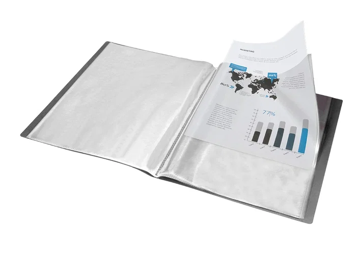 Liderpapel Carpeta con 20 Fundas de Plástico Negro Tamaño Folio