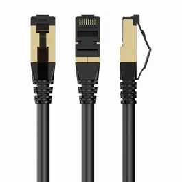 Gembird PP8-LSZHCU-BK-3M Cable de Red Cat 8 S/FTP (S-STP) Blindado, LSZH, Contactos Chapados en Oro, 3 Metros, Negro