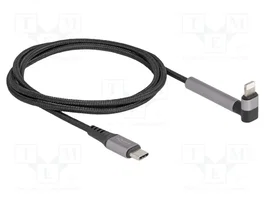 DeLOCK Cable de datos y carga USB Type-C a Lightning con función de soporte, 1,5 m, Negro/Gris