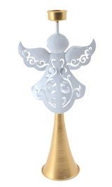 DKD Home Decor Candelabro de Metal Ángel Blanco y Dorado