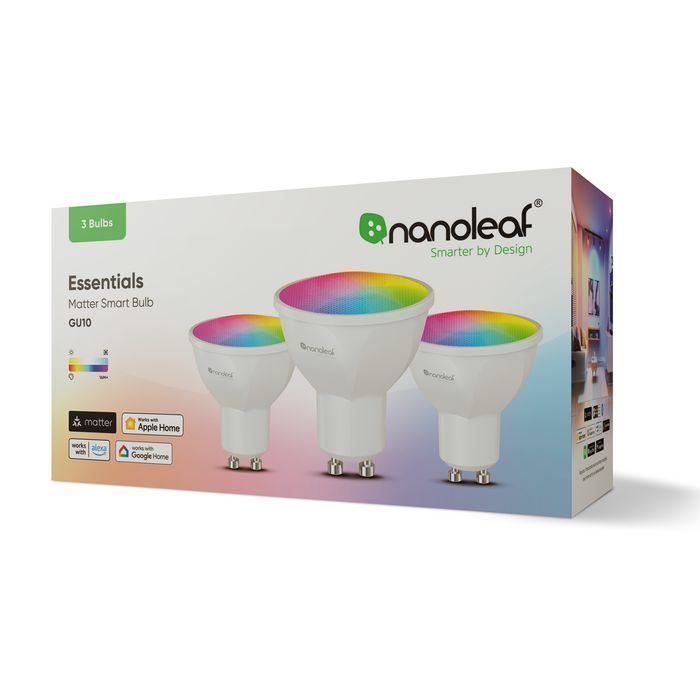Nanoleaf Essentials Smart Bombilla LED GU10 con Matter y Thread, Pack de 3 Unidades