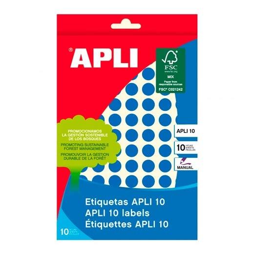 Apli Etiquetas Adhesivas Circulares 10 mm Azul (1.008 unidades)