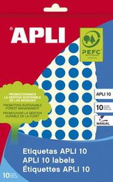Etiquetas Adh.Manuales Bolsa Apli Color Azul 8H Redondas Ø 10 Mm 1.008 Uds.(02731) (Set de 10)