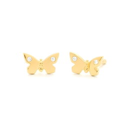 Secrecy Pendientes Butterfly Gold de Plata de Ley y Diamante