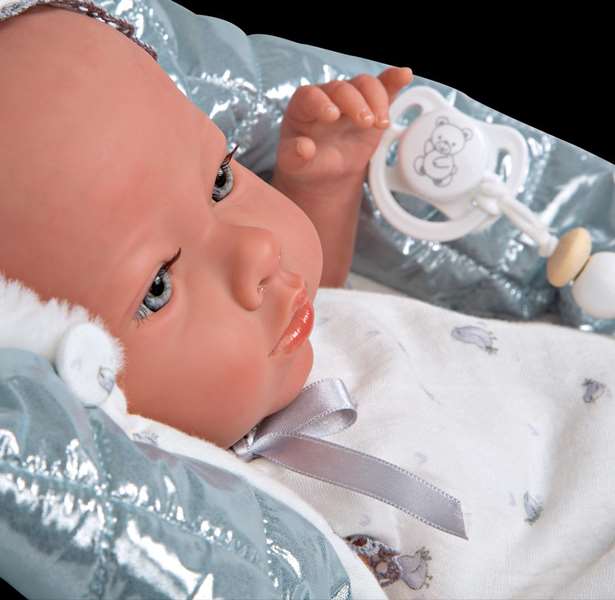 Muñecas Arias Muñeca Reborn Borja Gris con Manta