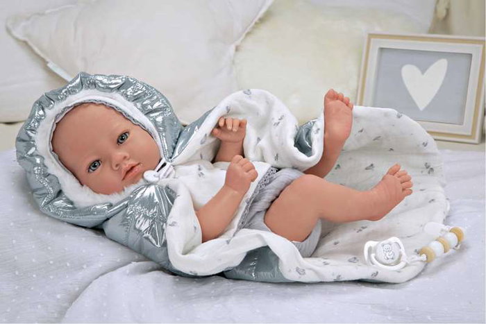 Muñecas Arias Muñeca Reborn Borja Gris con Manta