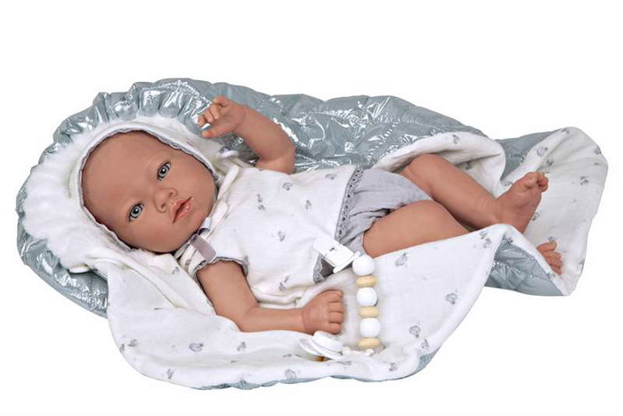 Muñecas Arias Muñeca Reborn Borja Gris con Manta