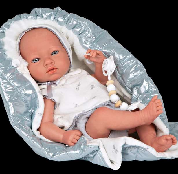 Muñecas Arias Muñeca Reborn Borja Gris con Manta