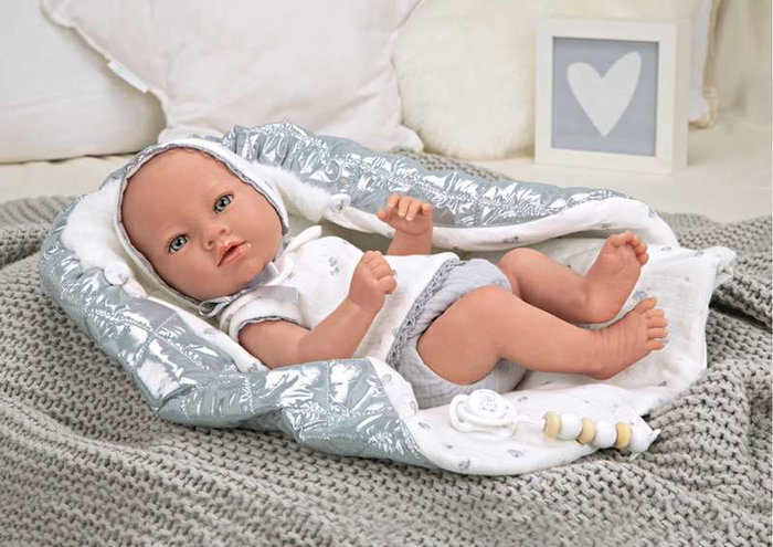 Muñecas Arias Muñeca Reborn Borja Gris con Manta