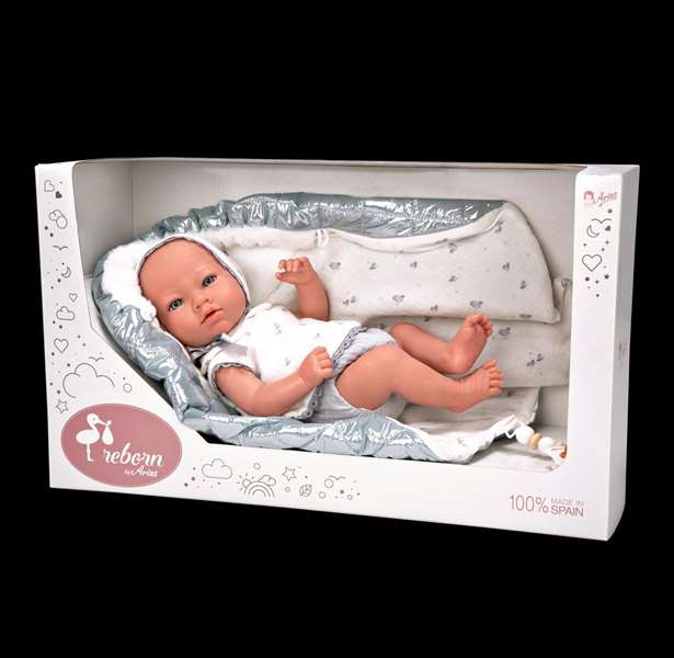 Muñecas Arias Muñeca Reborn Borja Gris con Manta