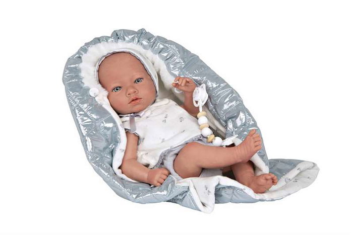 Muñecas Arias Muñeca Reborn Borja Gris con Manta