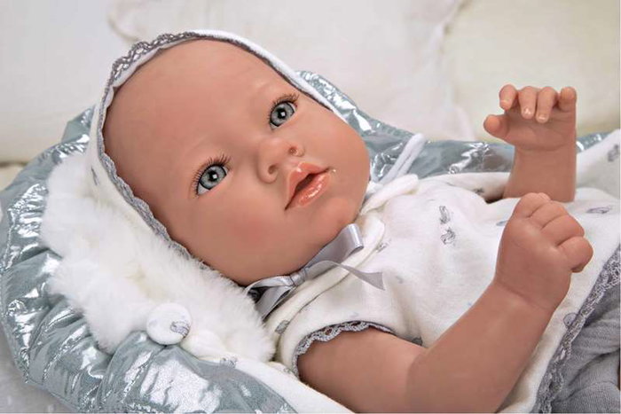 Muñecas Arias Muñeca Reborn Borja Gris con Manta