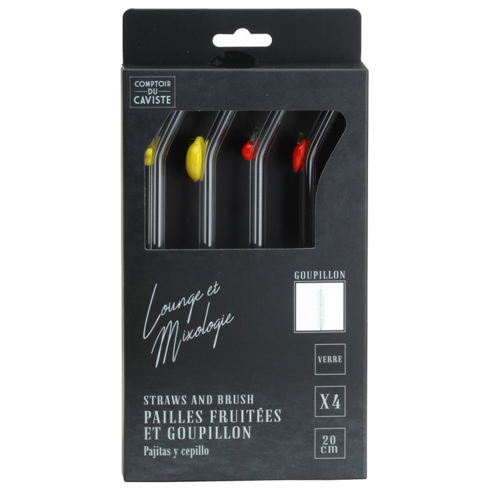 Cook Concept - Juego de 4 Pajitas de Vidrio/Cristal Mecánico, Colección Cocktail Lounge