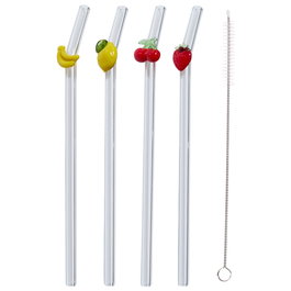 Cook Concept - Juego de 4 Pajitas de Vidrio/Cristal Mecánico, Colección Cocktail Lounge