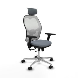 PIQUERAS Y CRESPO Silla de oficina Jorquera con mecanismo Sincro/Traslack, Gris y Blanco