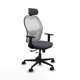 PIQUERAS Y CRESPO Silla de oficina Jorquera con mecanismo Sincro/Traslack, Gris oscuro y Blanco