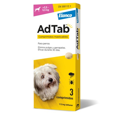 Elanco AdTab 3 Comprimidos Masticables para Perros de 2,5-5,5 kg Elanco AdTab 3 Comprimidos Masticables para Perros de 2,5-5,5 kg