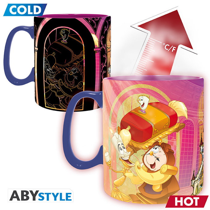 Abystyle Taza Térmica Disney La Bella y la Bestia 460 ml con Cambio de Diseño por Calor