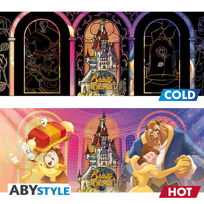 Abystyle Taza Térmica Disney La Bella y la Bestia 460 ml con Cambio de Diseño por Calor