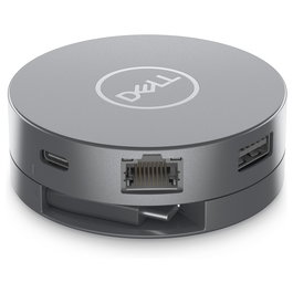 DELL Adaptador multipuerto USB-C 6 en 1 DA305 con 2x USB 3.2 Gen 2, HDMI 2.0, DisplayPort, Ethernet Gigabit y VGA, Plata, para Windows/Mac/Linux, DA305