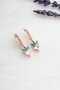 Heliophilia Silver NRZ999264 Pendientes de Plata de Ley con Baño de Oro Rosa y Circonita - Oro Rosa, Rosa, Verde - Ancho 1.2 cm, Largo 2.9 cm