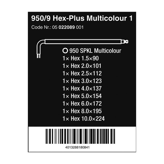 Wera Juego de 9 Llaves Allen Acodadas Métricas Hex-Plus, Multicolor, Tallas 1.5-10mm con Mangos Ergonómicos Wera Juego de 9 Llaves Allen Acodadas Métricas Hex-Plus, Multicolor, Tallas 1.5-10mm con Mangos Ergonómicos