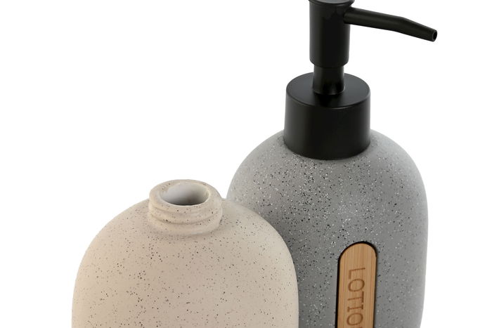 DKD Home Decor Dosificador Crema Gris 7 x 18 x 8.5 cm (2 Unidades)