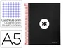 Antartik Cuaderno espiral micro A5 120 hojas cuadro 5mm 90gr tapa forrada negro