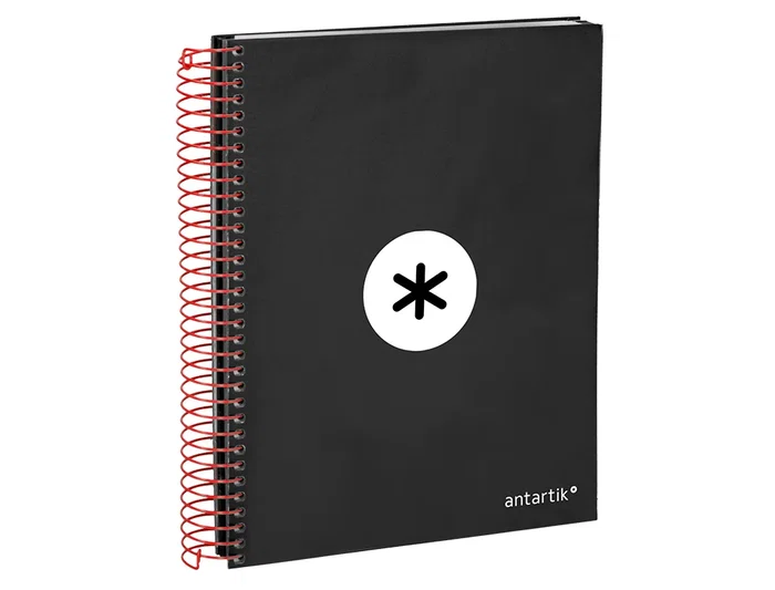 Antartik Cuaderno espiral micro A5 120 hojas cuadro 5mm 90gr tapa forrada negro
