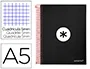 Antartik Cuaderno espiral micro A5 120 hojas cuadro 5mm 90gr tapa forrada negro