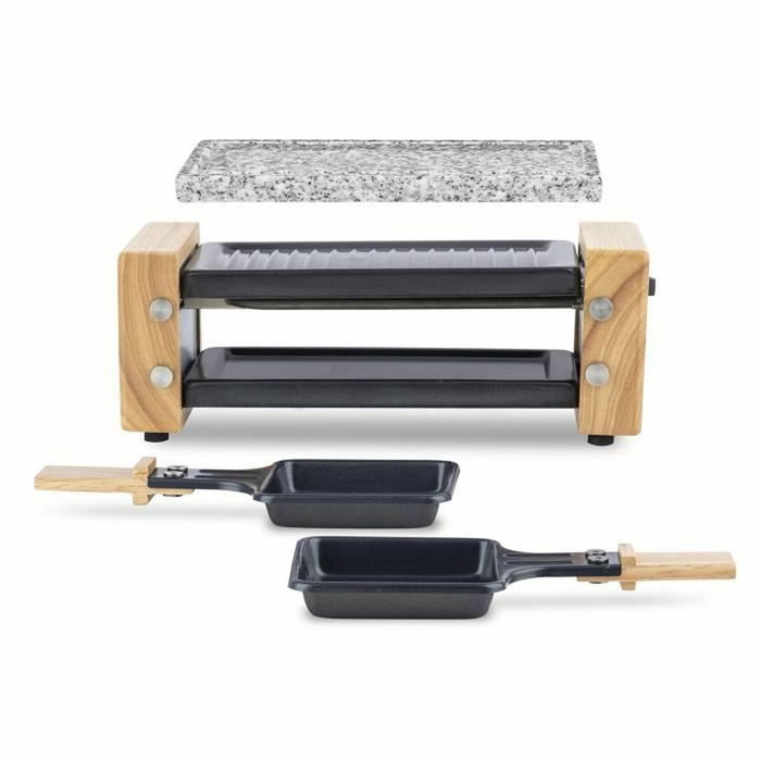 Hkoenig Raclette y Stone Cook para 2 personas con diseño de madera