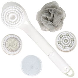 Cosmetic Club Cepillo Corporal 5 En 1 Vallee Outlet con 5 Cabezales Intercambiables para Exfoliar, Limpiar y Masajear, 2 Velocidades, Para Todo Tipo de Piel