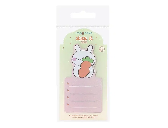 Imaginovo Bloc Notas Adhesivas Bunny con Soporte 20 Hojas Naranja 60x125 mm