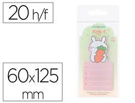 Imaginovo Bloc Notas Adhesivas Bunny con Soporte 20 Hojas Naranja 60x125 mm