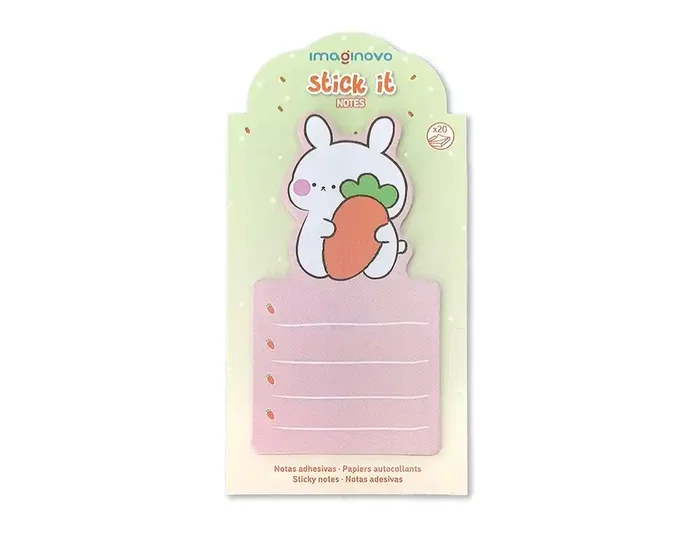 Imaginovo Bloc Notas Adhesivas Bunny con Soporte 20 Hojas Naranja 60x125 mm