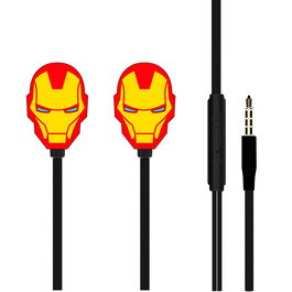 ERT GROUP Auriculares Iron Man Marvel con Control Multifuncional y Jack de 3.5mm, Cable 120cm, ABS Recubierto de Espejo, Certificados ROHS/CE