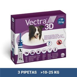 Vectra 3D Spot-On Perros 10-25 kg - 3 Pipetas Antiparasitarias para Perros