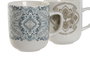 DKD Home Decor Taza Estilo Indio Colección Delhi 2023 Beige y Azul Porcelana Apto Microondas y Lavavajillas 8.5 x 10 x 12 cm 380ml (6 Unidades)