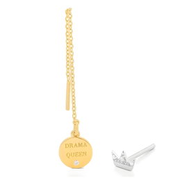 Secrecy Pendientes Drama Queen en Plata de Ley y Oro de 18K con Diamante