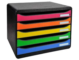Exacompta Big-Box Plus Iderama Arlequin Fichero Cajones Sobremesa Apaisado Multicolores 5 Cajones A4+