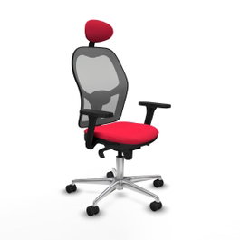 PIQUERAS Y CRESPO Silla de oficina Jorquera con mecanismo Sincro, Tela Roja y Malla Gris