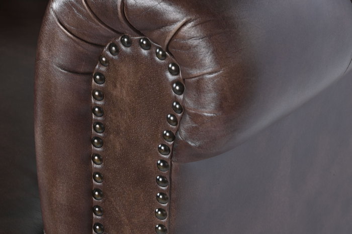 DKD Home Decor Leather top 23 Sillón Vintage Piel Marrón Oscuro 77 x 79 x 84 cm