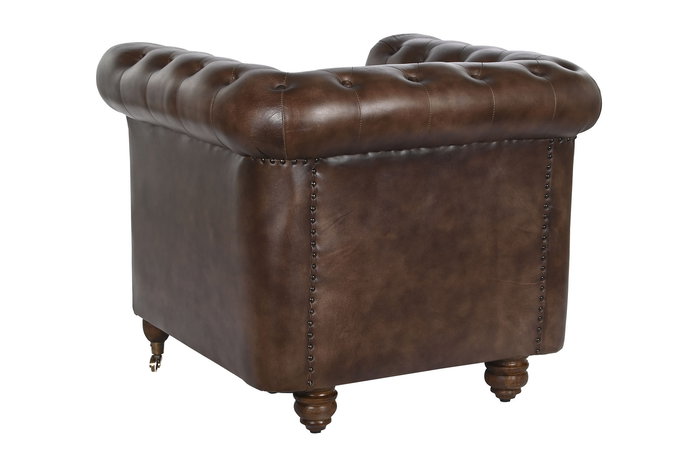 DKD Home Decor Leather top 23 Sillón Vintage Piel Marrón Oscuro 77 x 79 x 84 cm