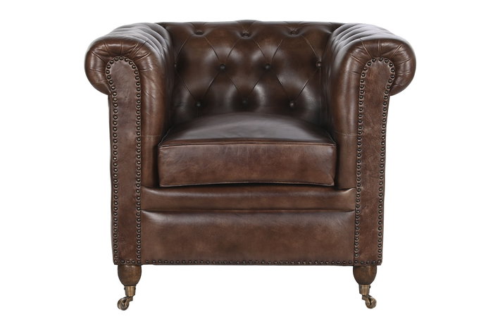 DKD Home Decor Leather top 23 Sillón Vintage Piel Marrón Oscuro 77 x 79 x 84 cm