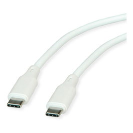 ROLINE Cable USB 2.0 Tipo C a C, Silicona, 60W, Blanco, 1 m