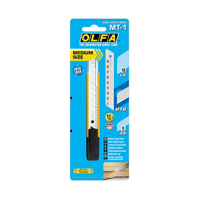 Olfa Cúter MT-1 Bloqueo Automático Cuchilla 12.5 mm para Cartón Papel Plástico