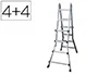 Blanca Escalera Telescopica Aluminio 4+4 Peldaños Tapa PVC Antideslizante EN131-4 150kg